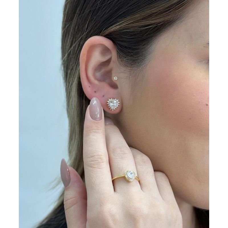 ANEL CORAÇÃO PEDRA ZIRCONIA E CRAVEJADO