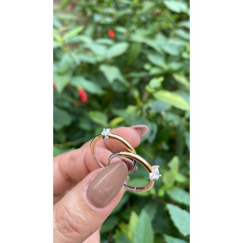 ANEL MISTO SOLITARIO PEDRA CORACAO ZIRCONIA