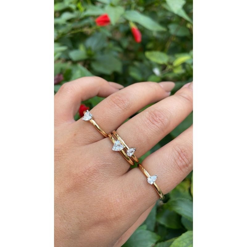 ANEL MISTO SOLITARIO PEDRA GOTA ZIRCONIA