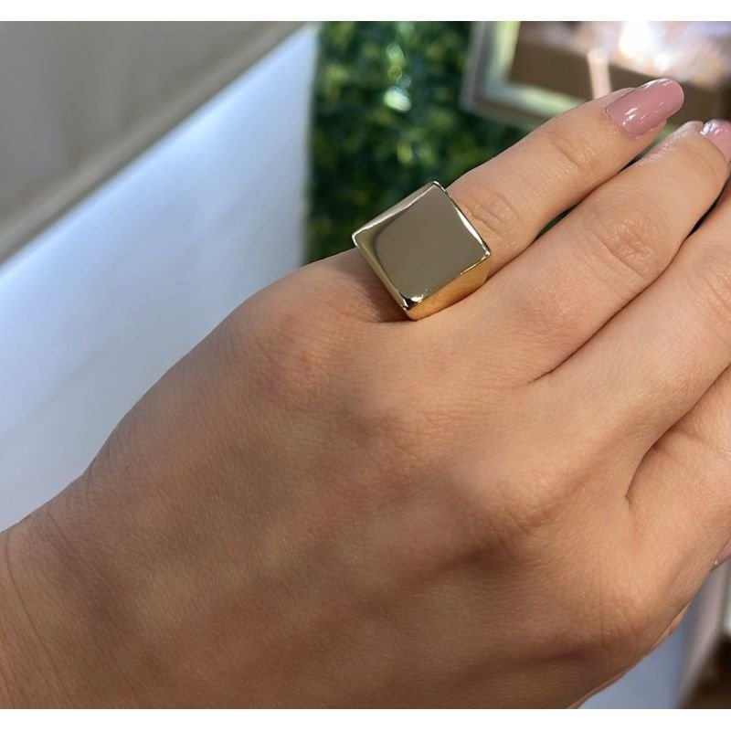 ANEL QUADRADO LISO DEDINHO REGULAVEL