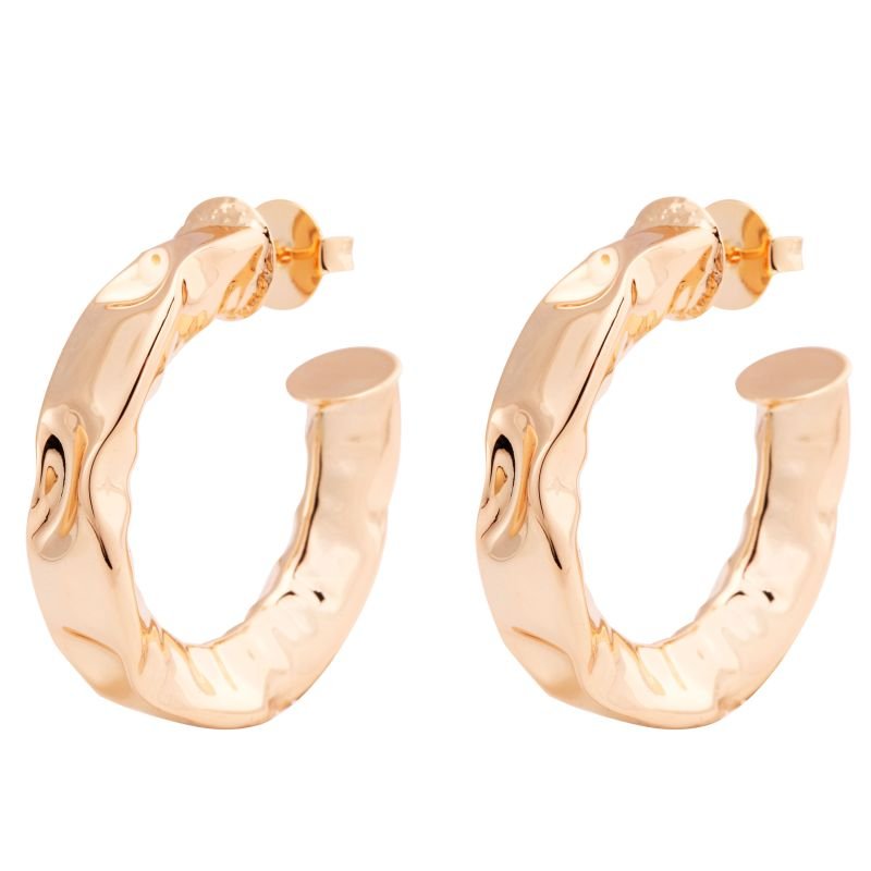 BRINCO MEIA ARGOLA MARTELADA MEDIA- FOLHEADO A OURO -M GOLD