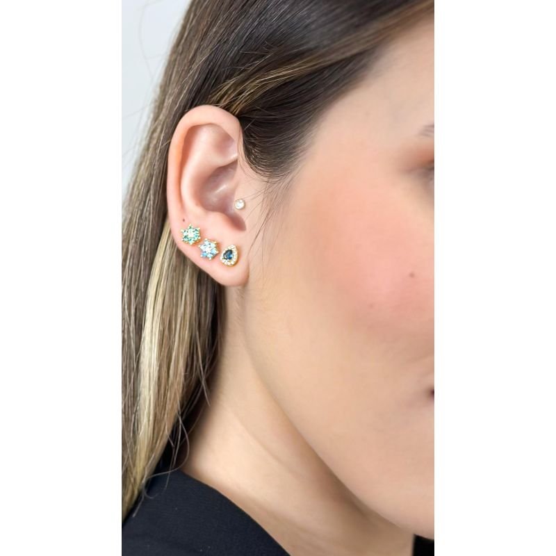 BRINCO ZIRCONIA GOTA E CRAVEJADO - P