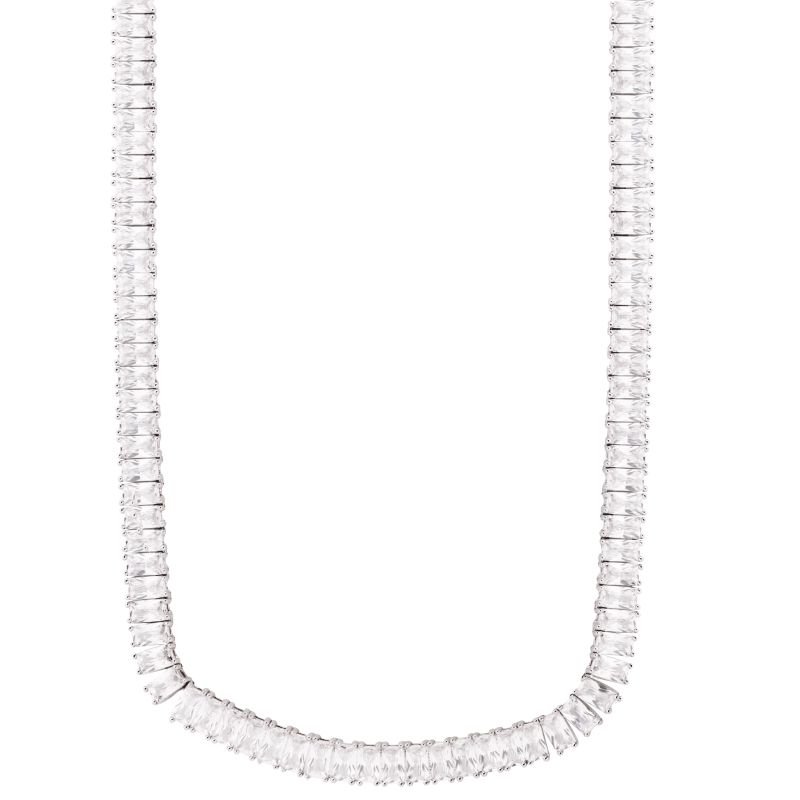 GARGANTILHA CHOCKER ZIRCONIAS BAGUETE- FOLHEADO A RODIO -M GOLD