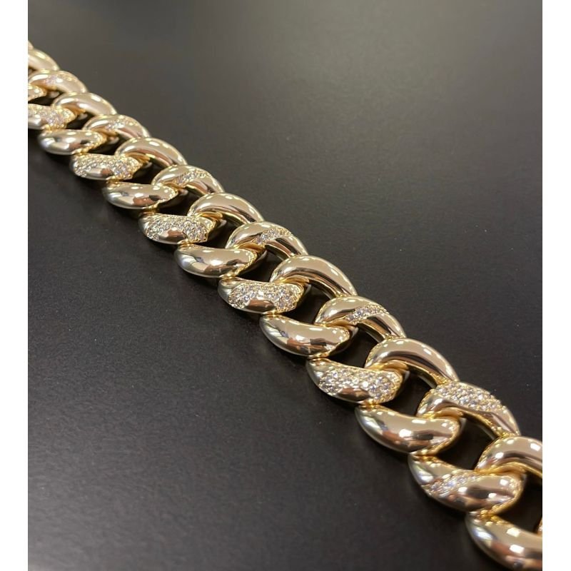 GARGANTILHA ELOS GRUMET LISO E CRAVEJADO- FOLHEADO A OURO - M GOLD