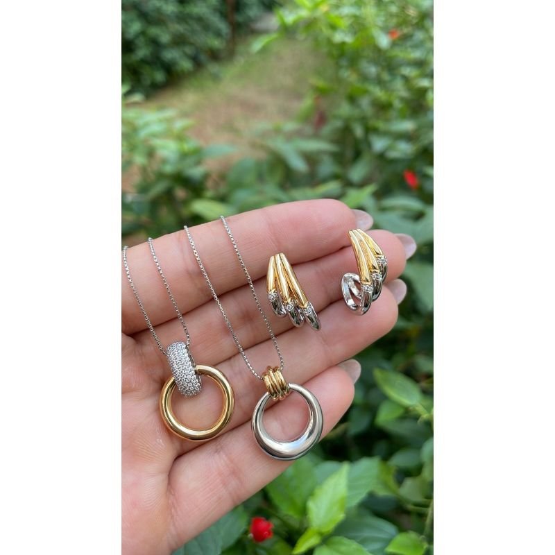 GARGANTILHA MISTO CRAVEJADO E ELO LISO