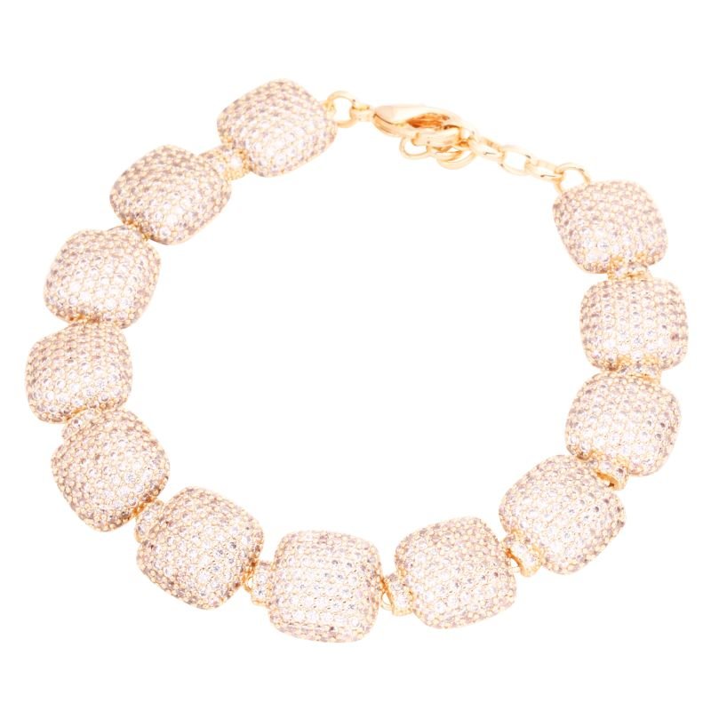PULSEIRA CRAVEJADA- FOLHEADO A OURO- M GOLD