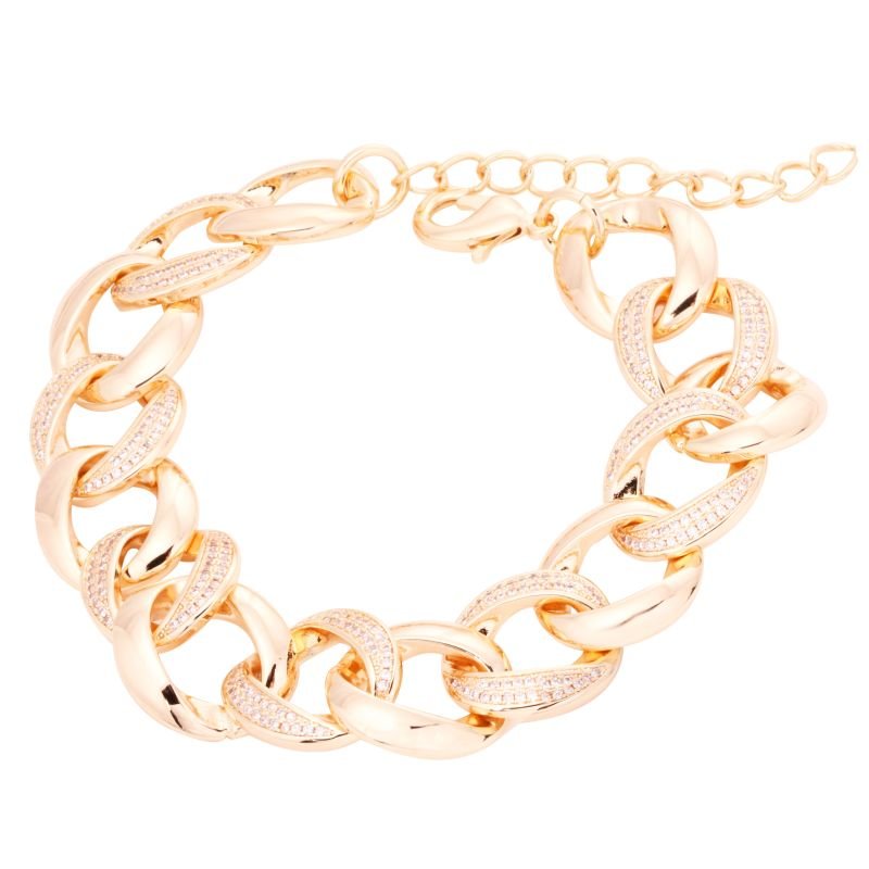 PULSEIRA ELOS GRUMET LISO E CRAVEJADO- FOLHEADO A OURO -M GOLD