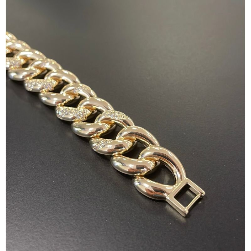 PULSEIRA ELOS GRUMET LISO E CRAVEJADO- FOLHEADO A OURO - M GOLD