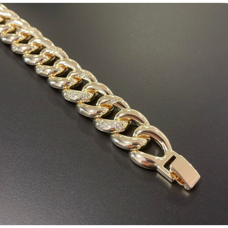 PULSEIRA ELOS GRUMET LISO E CRAVEJADO- FOLHEADO A OURO - M GOLD